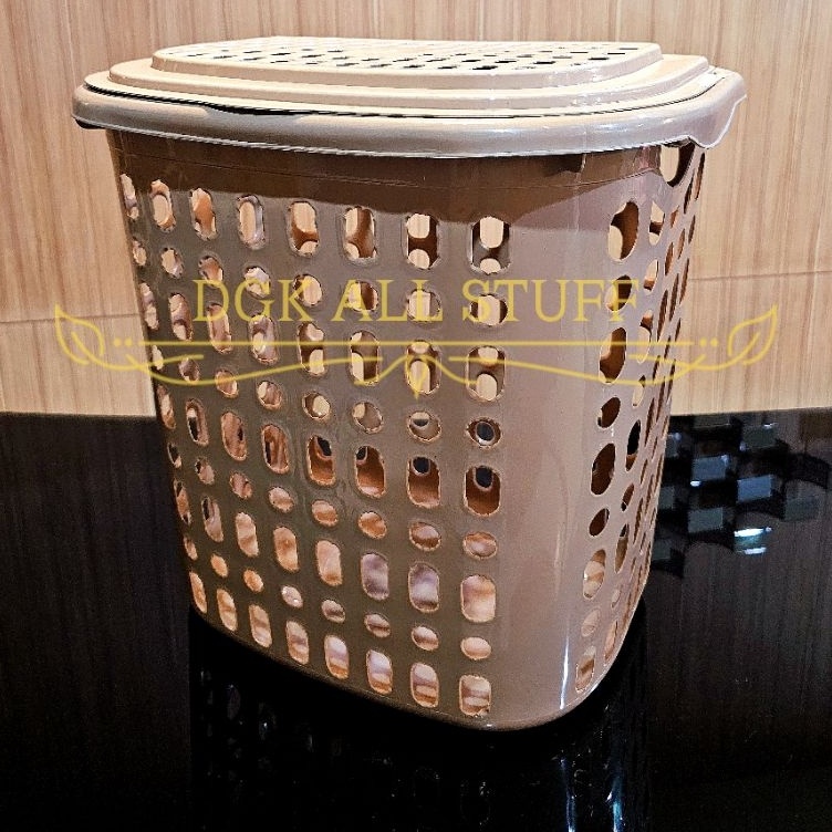 Keranjang Box Tempat Penyimpanan Laundry Basket Cucian Pakaian Baju Anak Bayi Kotor Bertutup Tutup B