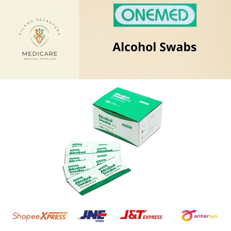 Alkohol Swab Onemed Hijau Tissue Isi 100 Pcs / Box