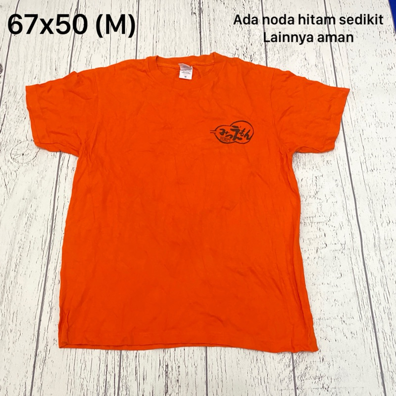 Kaos Oblong Prinstar Sablon Huruf Kanji Jepang Orange Brand Size M