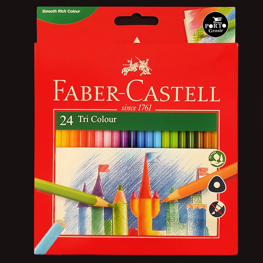 

KODE B73P Faber Castell 24 Tri Colour Pencils Pensil Warna Triangular Isi 24