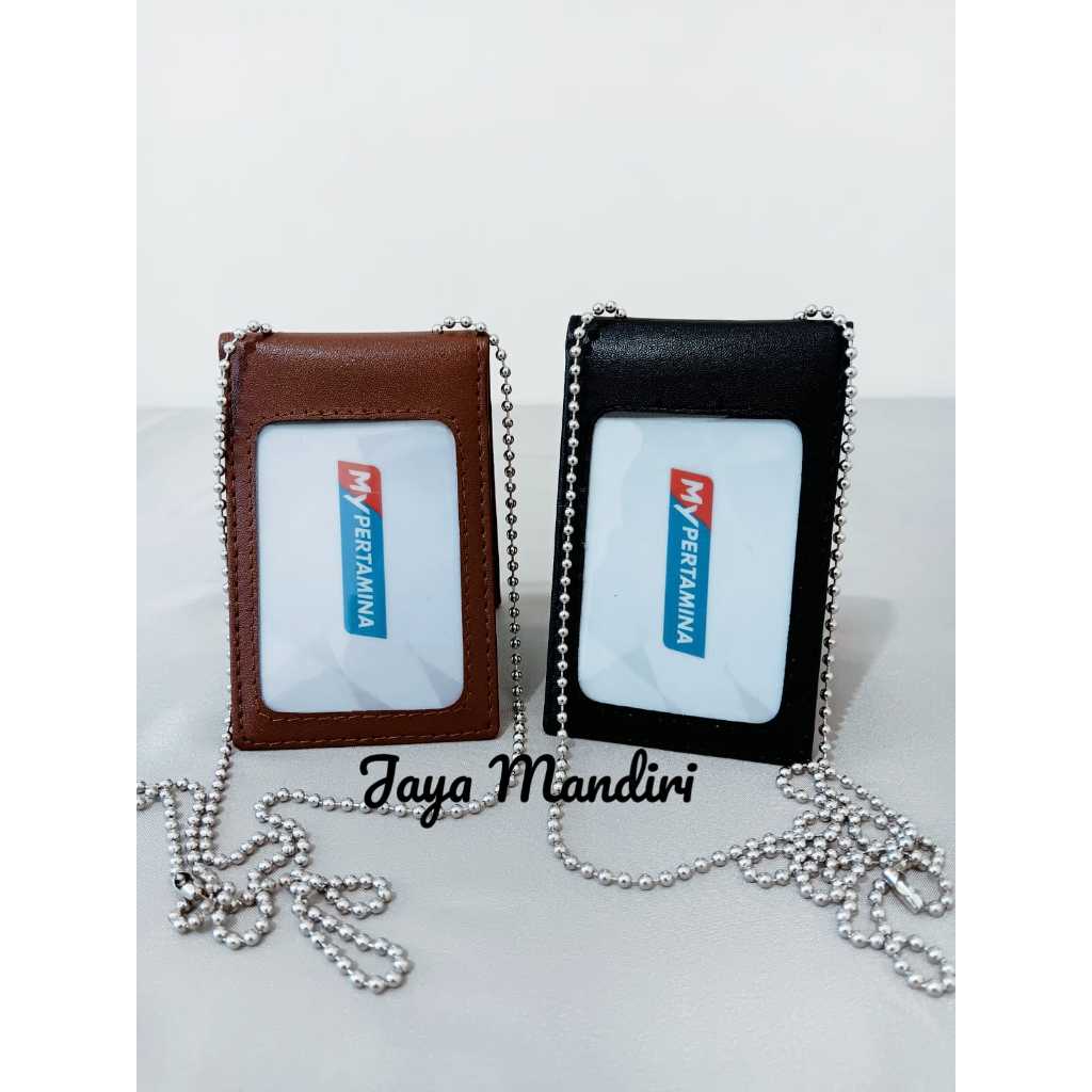 

Name Tag Id Card Holder Dompet Saku Dompet Kartu Magnet plus kalung rantai kulit hitam dhop