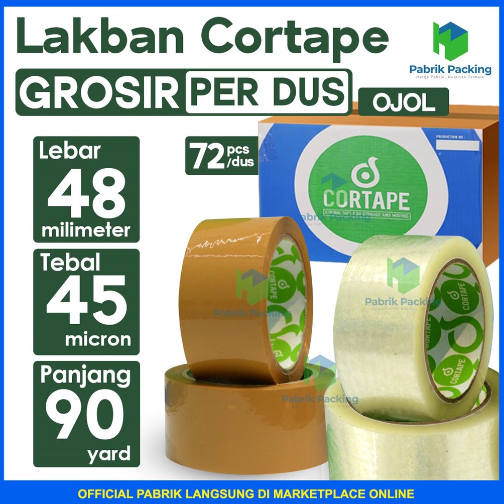 

KODE P13H Lakban Isolasi Cortape Ukuran 48mm x 9yard Per DUS Khusus Gojek Grab