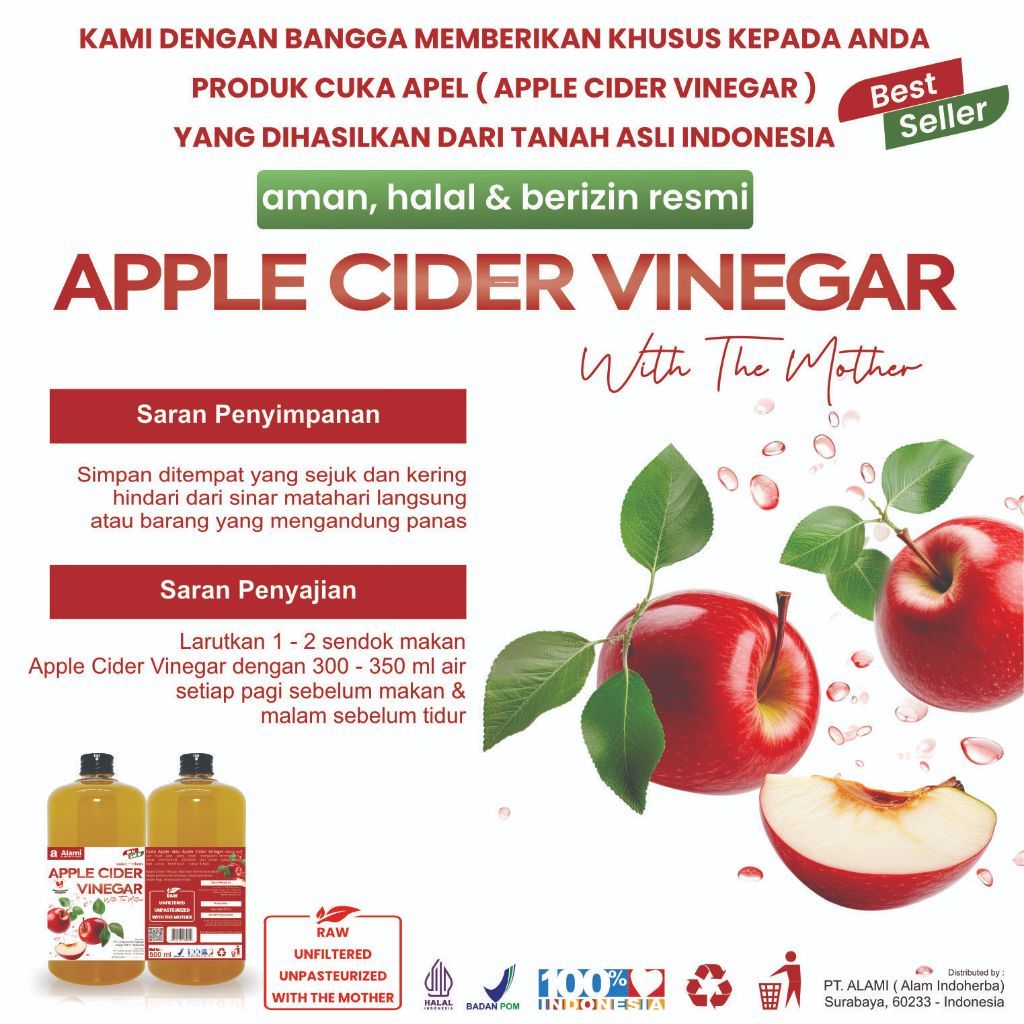Alami Cuka Apel 250ml Organik Untuk Diet | Cuka Apel 250ml Organik Untuk Diet