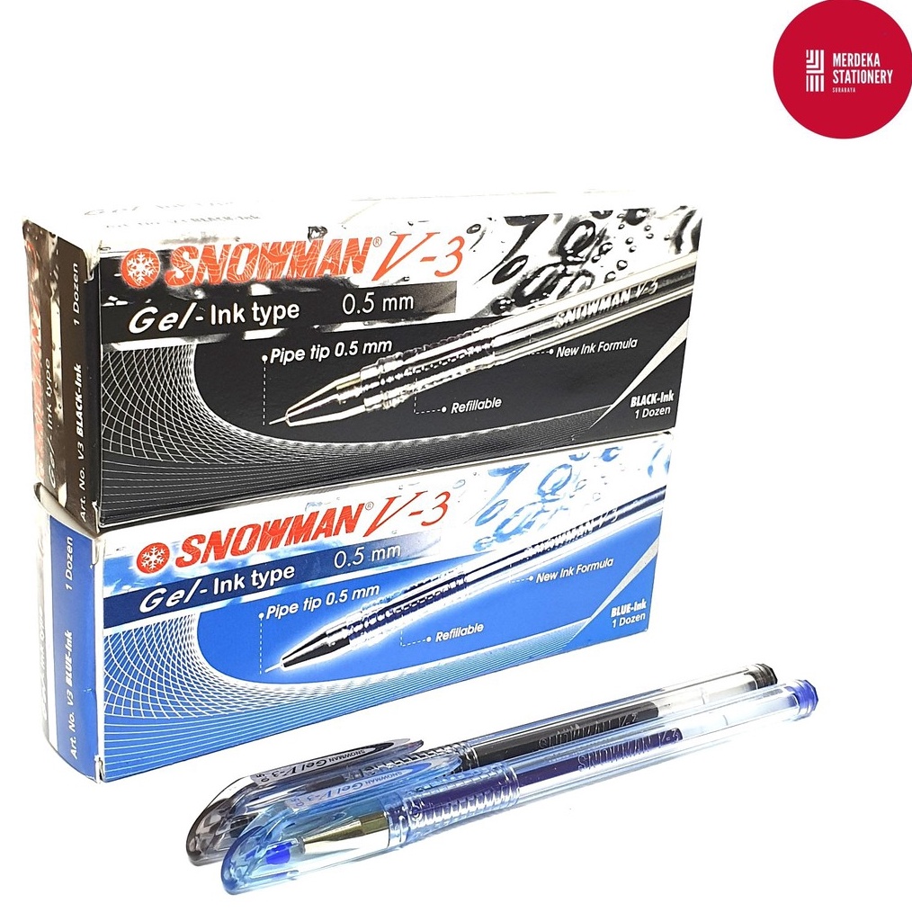 

KODE I45U ISI 12PulpenBolpenBallpointBallpen Gel Snowman V3V3 HITAMBIRUMERAH 5mm