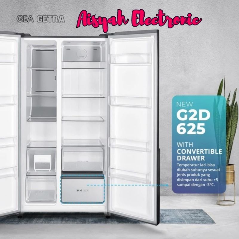 KULKAS SIDE BY SIDE GEA G2D-625 INOX INVERTER