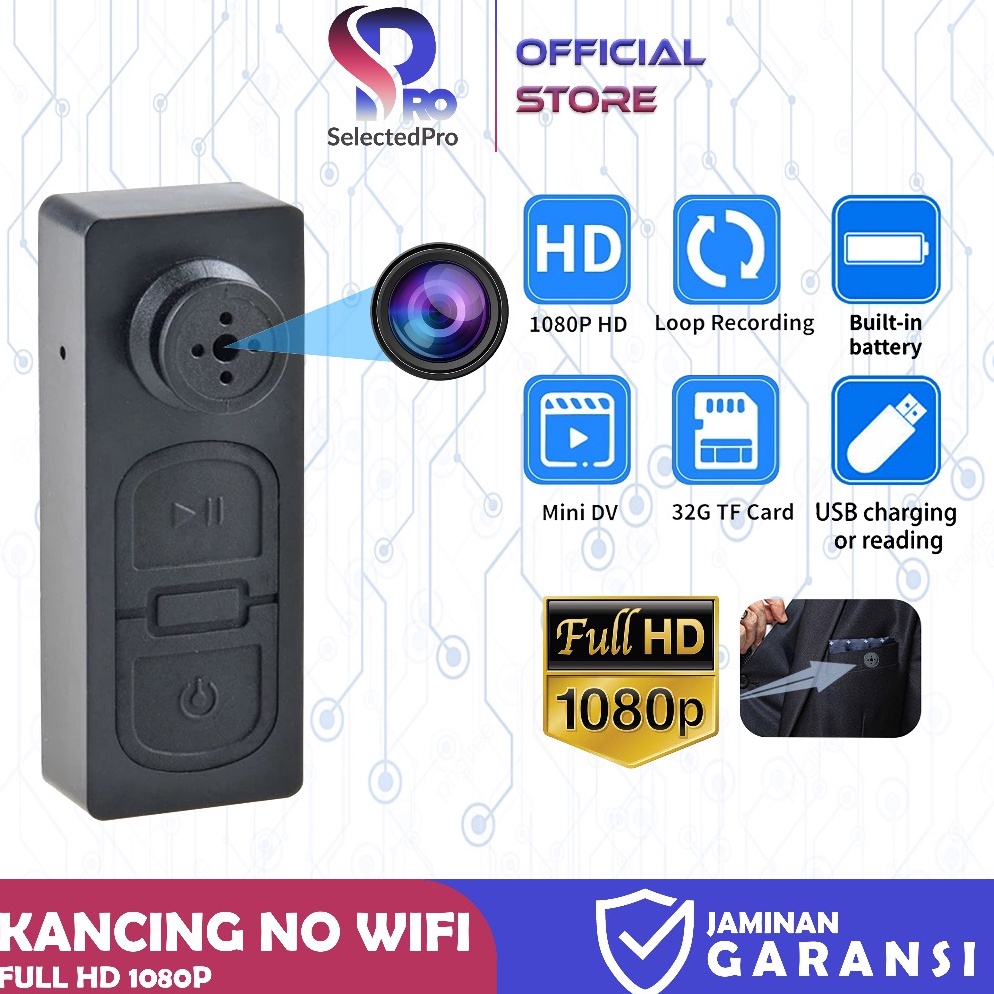 KODE C65N Spy Cam Camera Button Kamera Kancing Pakaian Baju S918 Non Wifi Resolusi HD Hidden Spycam 