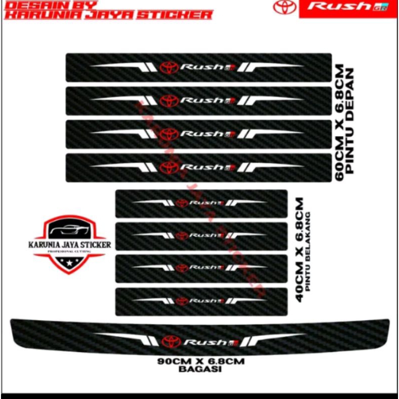9pcs stiker carbon mobil Toyota Rush GR cutting sticker pelindung bawah pintu mobil