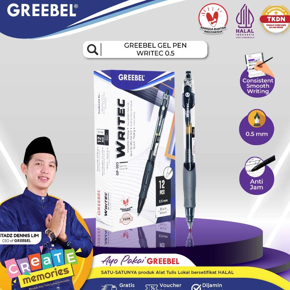 

KODE E24Y GREEBEL GEL PEN GP53 WRITEC 5 Pulpen Gel Pulpen Greebel Pen Gel Ballpoint Gel