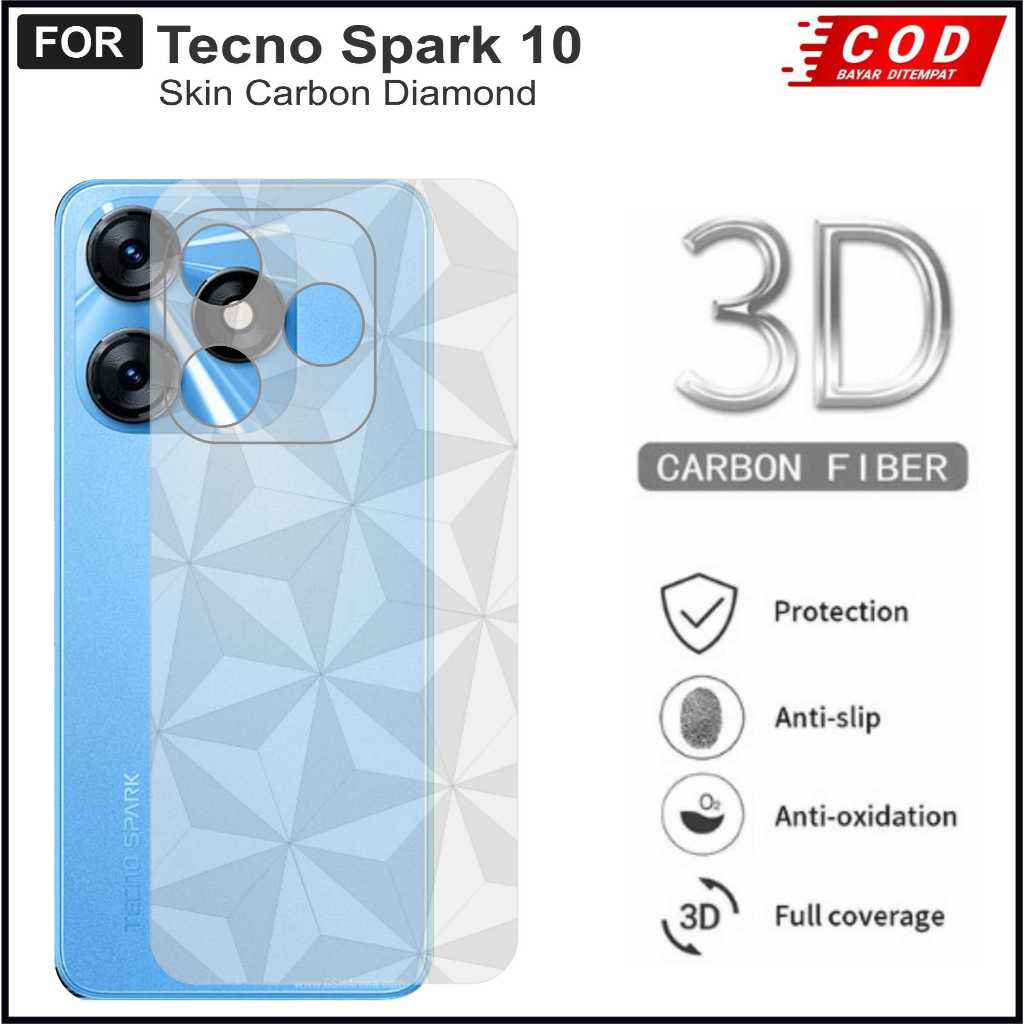 Skin Carbon Tecno Spark 10 Spark 10 Pro Spark 10 5G Spark 10c Motif Diamond Garskin Pelindung Belaka