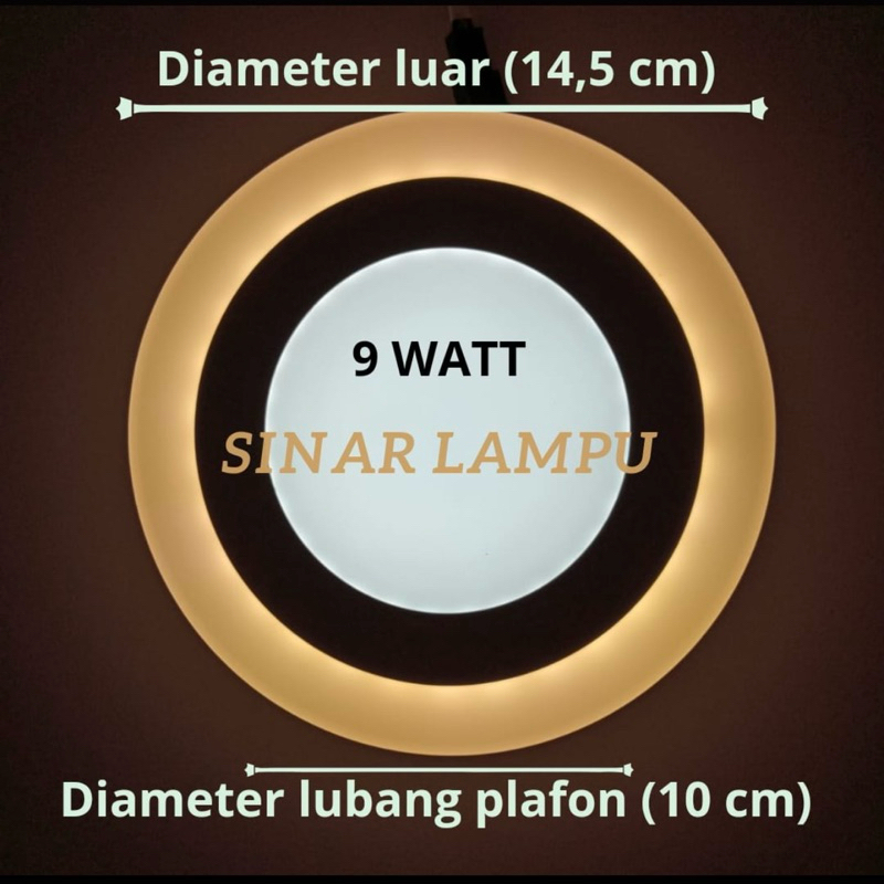 Lampu downlight led 9watt 2 warna putih kuning