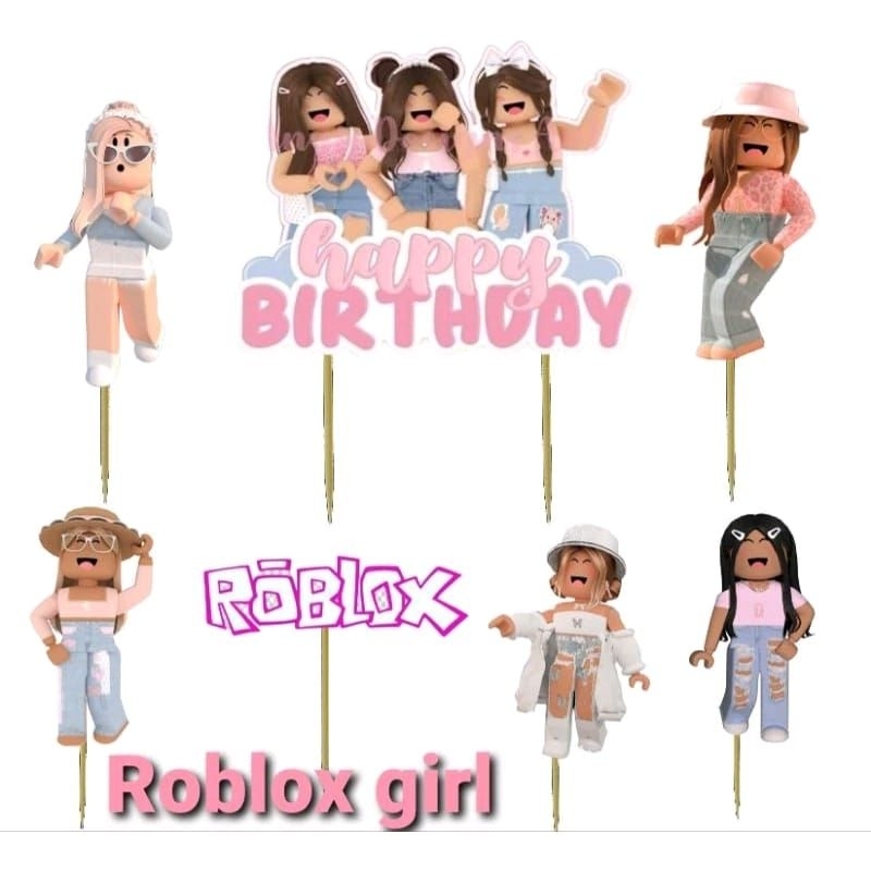 Topper Cake / Hiasan Kue Tambah Nama,Motif Roblox Girl