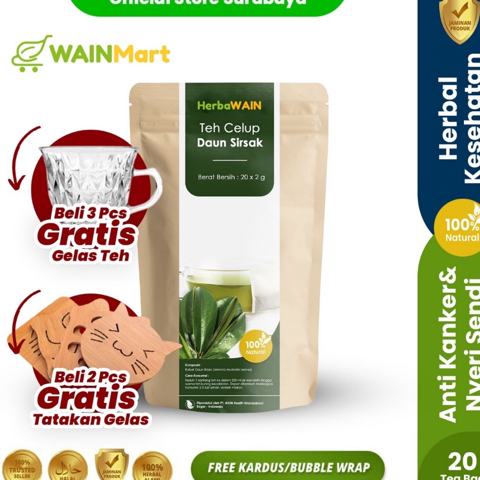 

Teh Celup Daun Sirsak Anti Kanker Benjolan Herbal Ampuh Mengatasi Asam Urat Nyeri Sendi
