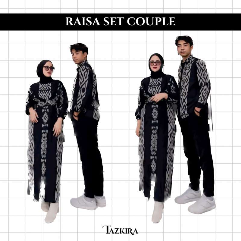 TAZKIRA - Raisa Set Couple - Baju Tenun Couple - Baju Couple Kondangan - Dress Tenun - Kemeja Tenun