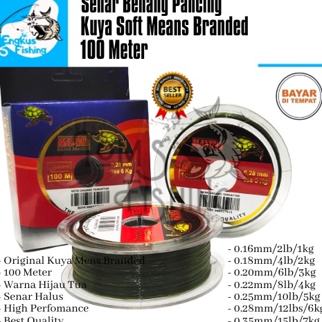 Senar Benang Pancing Kuya Mens Branded 1 Meter 16mm  35mm Original Hijau Tua  Engkus Fishing