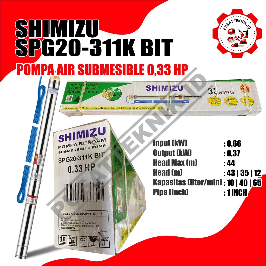 SUBMERSIBLE SHIMIZU SP 311 3INCH POMPA SATELIT SHIMIZU SP-311 BIT 0.33HP