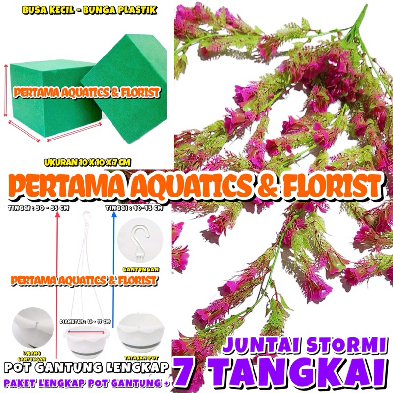 PAKET LENGKAP JUNTAI BUNGA STORMI X7/ Bunga Merambat/ Bunga Plastik/ Hiasan Plastik/ Daun Rambat Pla