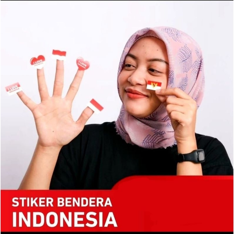

Sticker / Striker Pipi Bendera Merah Putih Indonesia Tempelan Pipi Cutting 17 Agustus (1 Lembar 32