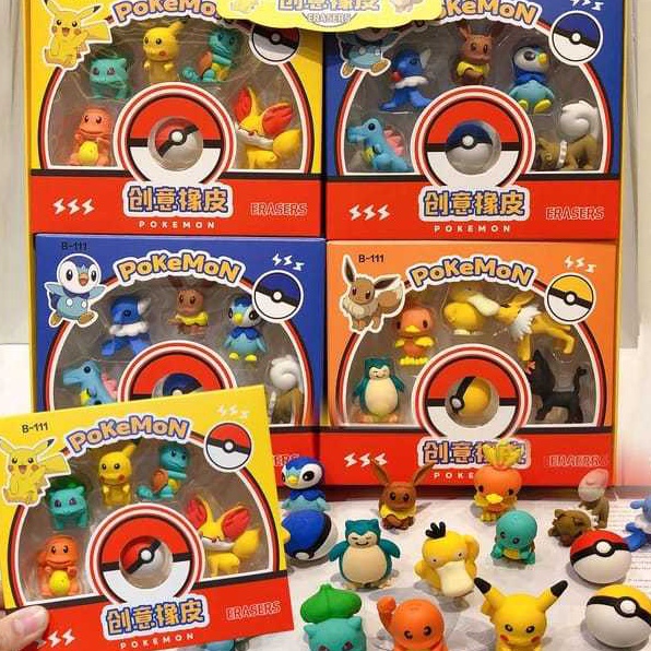 

Penghapuseraser Pokemon 3D set 6pcs