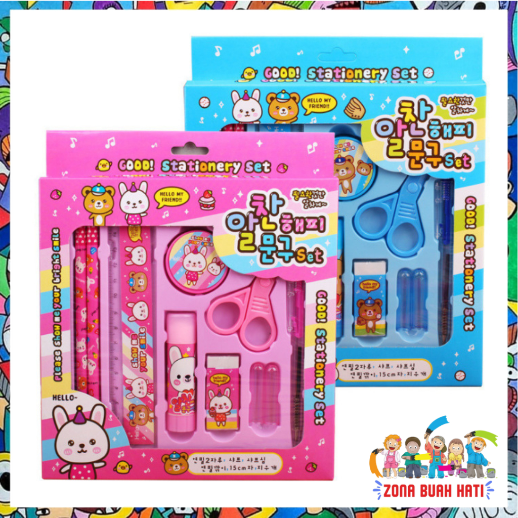 

ZBH Paket Alat Tulis set 8in1 Stationery Set Study Set Anak Karakter Set Alat Tulis Anak TK