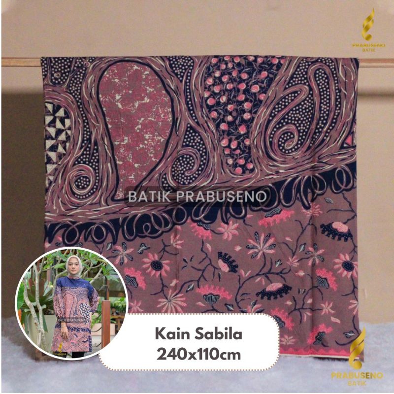MOTIF SABILA Kain Bahan Batik Solo Katun Prabuseno Premium Modern Warna Merah Meteran Print Printing