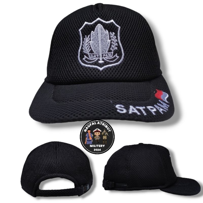 TOPI SATPAM JARING | TOPI SATPAM MURAH HITAM & COKLAT