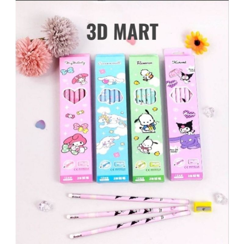 

PENSIL 2B MOTIF KARAKTER SANRIO ISI 12PCS (FREE PENGHAPUS + RAUTAN)