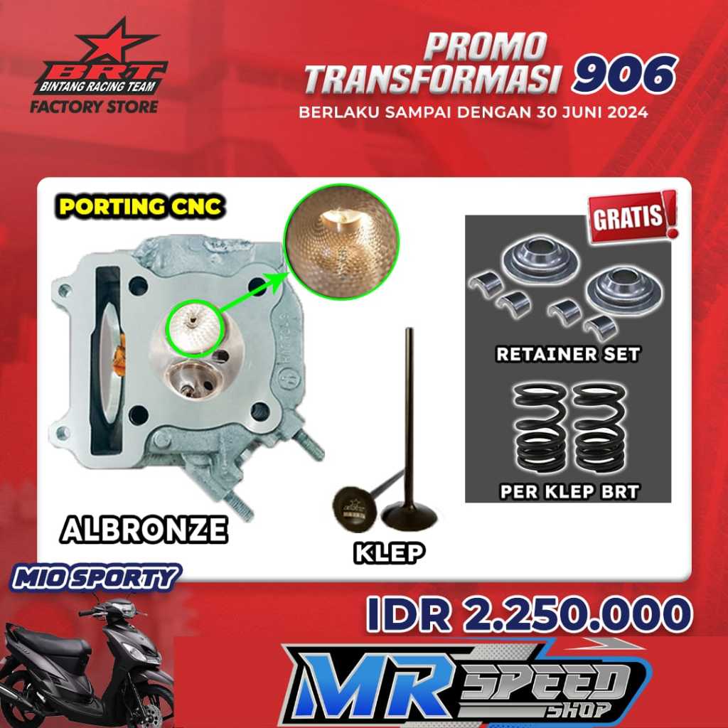 HEAD BRT SUPER CYCLINDER HEAD MIO SPORTY/MIO OLD/MIO SMILE PORTING CNC ALBRONZE