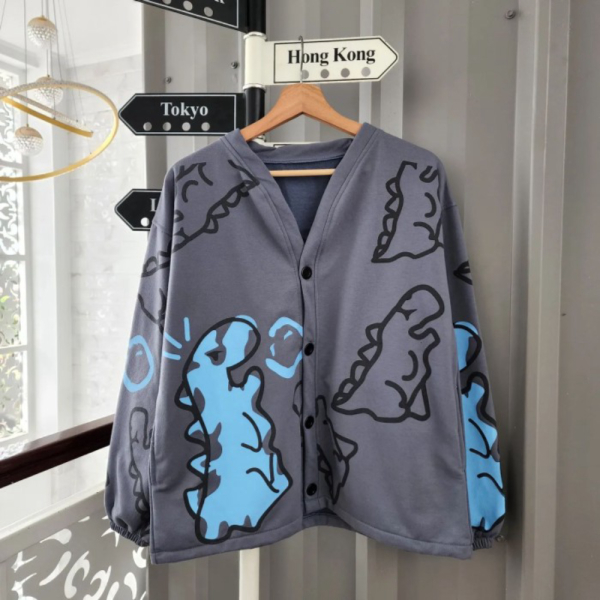 Jual DINO Pasangan COUPLE Outer SWEATER OUTER Denim Jaket CEWEK UNISEX Wanita COWOK Berkualitas Over