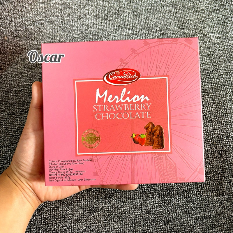 

Cacaorich Merlion Chocolate Strawberry Cokelat Coklat import box 62,5g