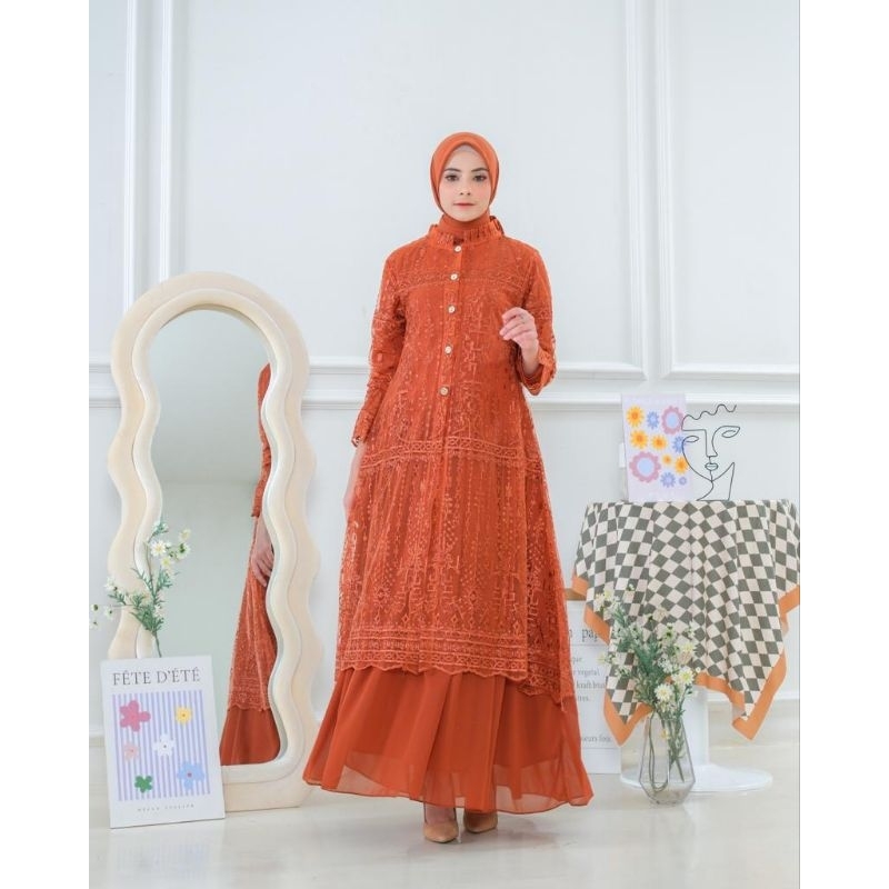 READY AMEERA DRESS/GAMIS PESTA/GAMIS BROKAT/GAMIS OUTER/GAMIS KONDANGAN