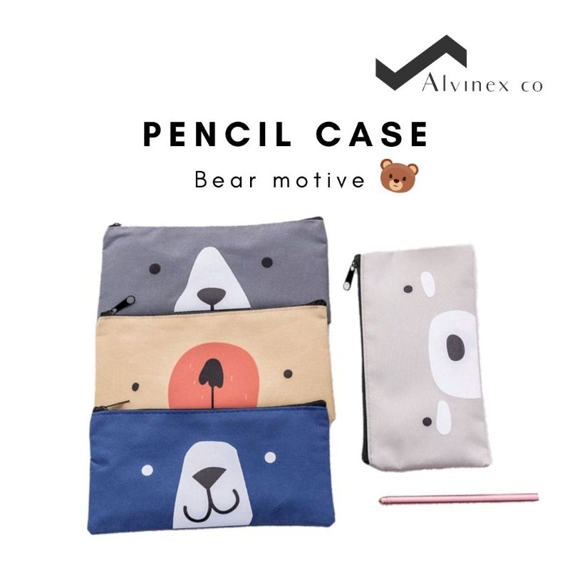 

Kotak Pensil Bahan Kain Kanvas Motif Karakter Bear Beruang Lucu ATK Serbaguna