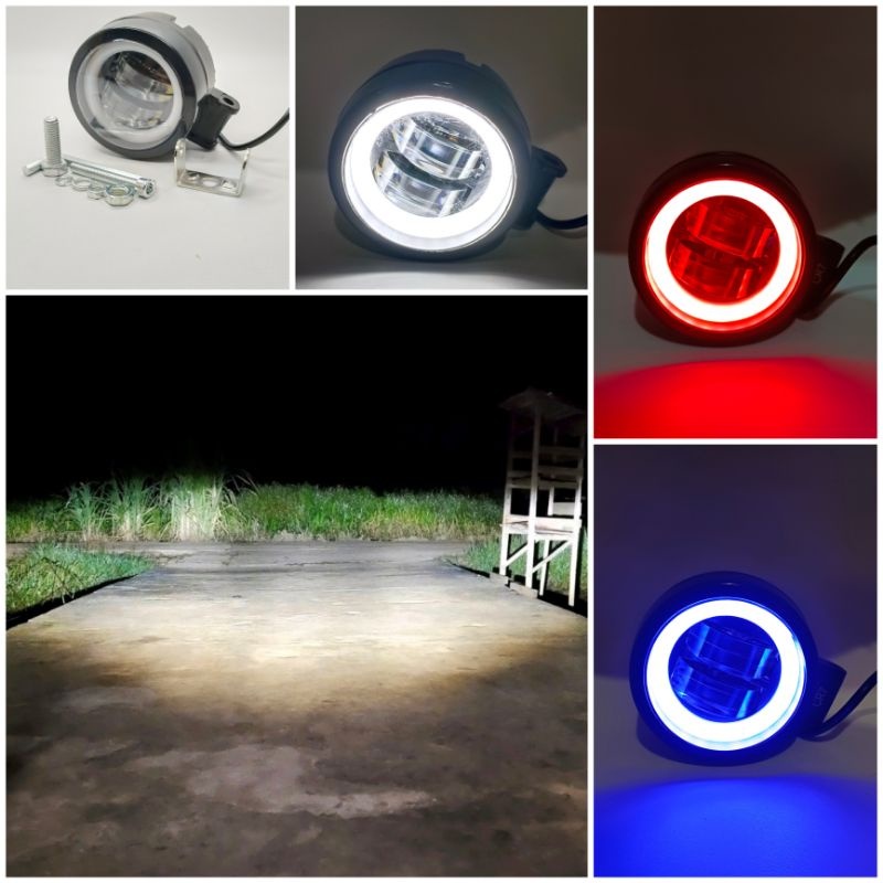 Lampu Tembak Sorot Daymaker Led 2 Lensa Model Bulat Lampu Sorot Senja Led Universal
