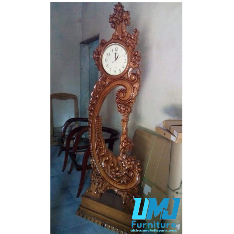 JAM HIAS DINDING KAYU JATI UKIRAN JEPARA