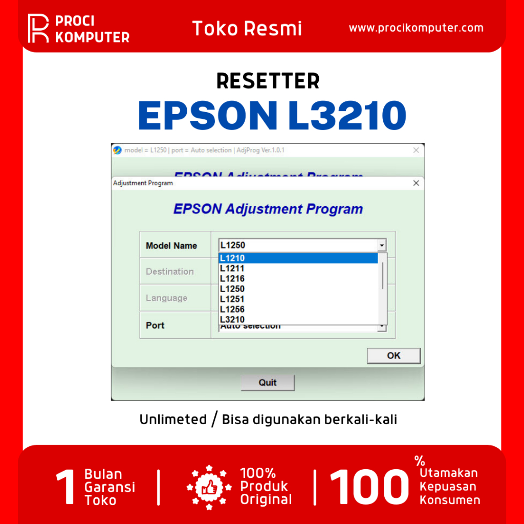 Software Resetter Epson L3210 Full Version + Tutorial Penggunaan