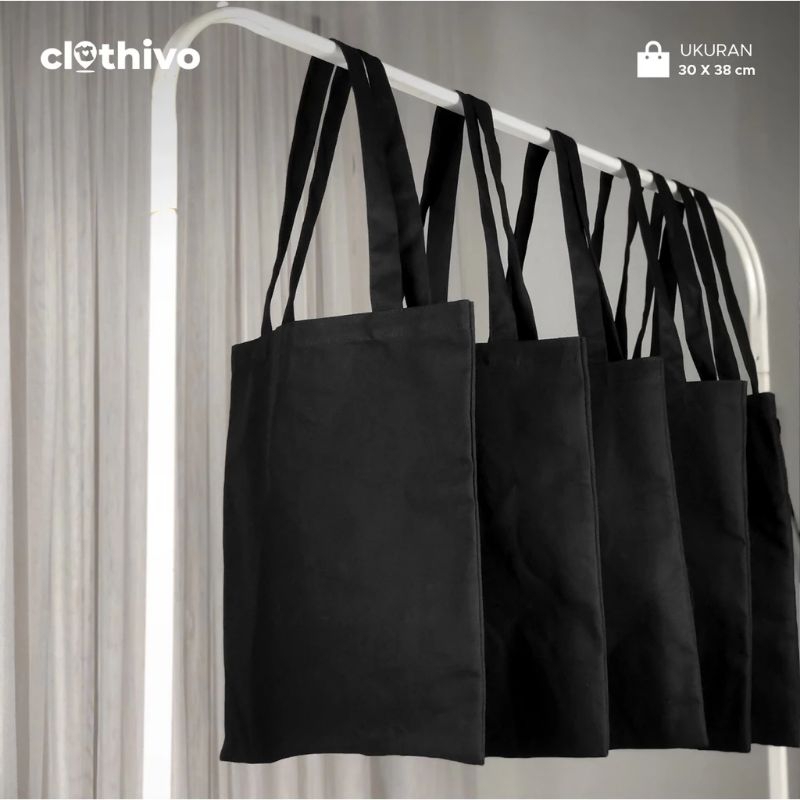 Totebag Polos Bahan Kanvas Pakai Resleting Ukuran 30x40