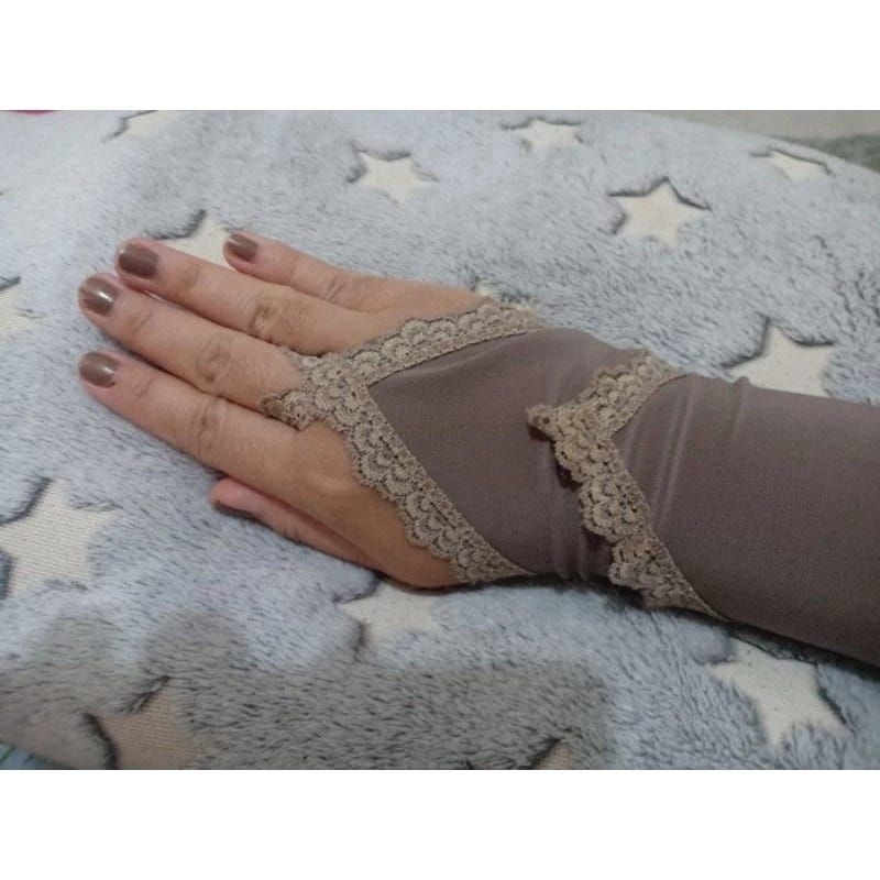 Manset tangan renda cincin muslimah|Manset tangan renda cincin jersy