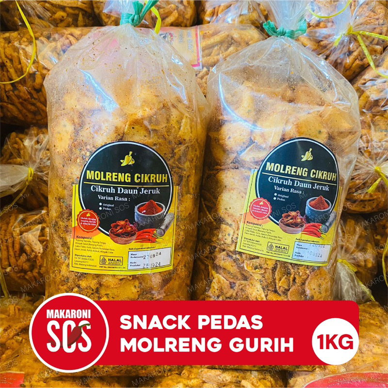 

Keripik Molreng Snack Pedas 1KG Molreng Cimolreng Seuhah Lata Pedas Cikruh Daun Jeruk