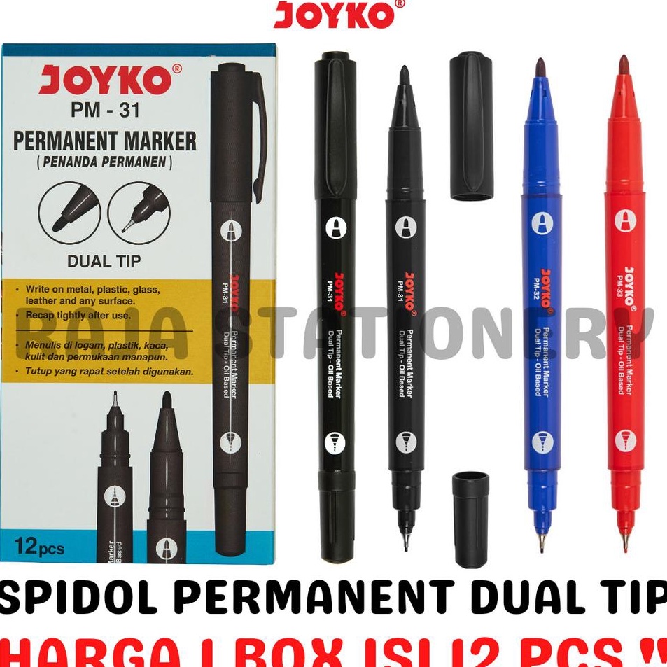 

Eksklusif JOYKO PERMANENT MARKER SPIDOL PERMANEN JOYKO HITAM BIRU MERAH 12PCS
