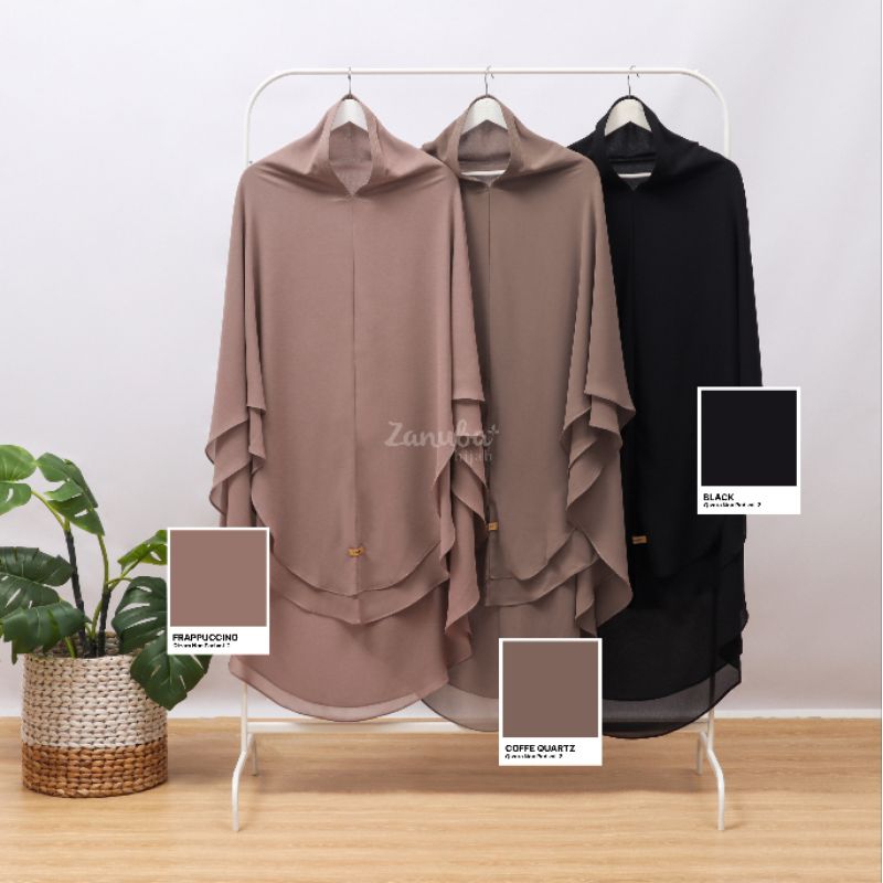 QIZARA NON PED BY ZANUBA HIJAB | KHIMAR NON PED CERUTY DOUBLE LAYER | KHIMAR SLUB | ZANUBA PEKANBARU