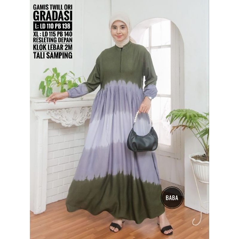 BEST SELLER - GAMIS TWILL ORI PEKALONGAN- GAMIS GRADASI - GAMIS TWILL ORI GRADASI BY BAKRY BATIK - G