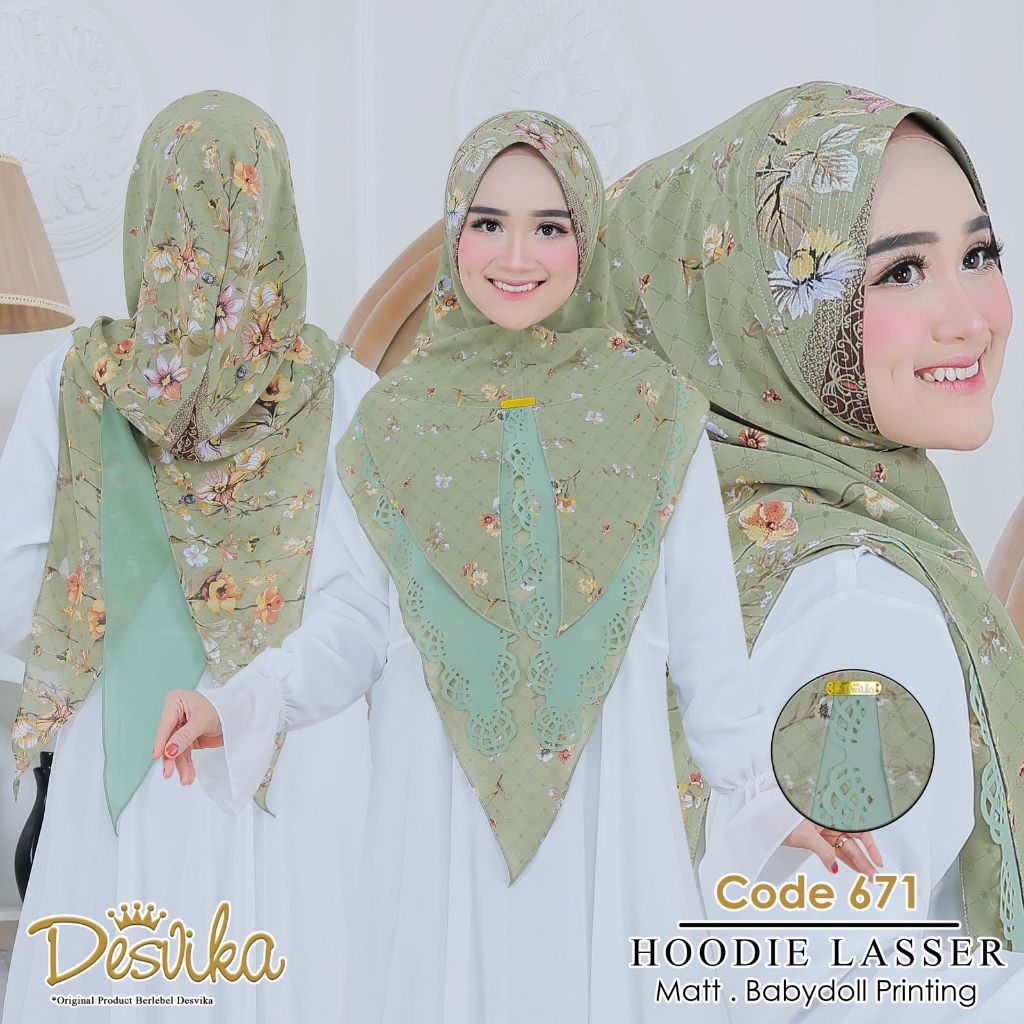 Hijab instan Desvika DC 671 original Desvika (Bahan Ceruty Babydol Print Premium)