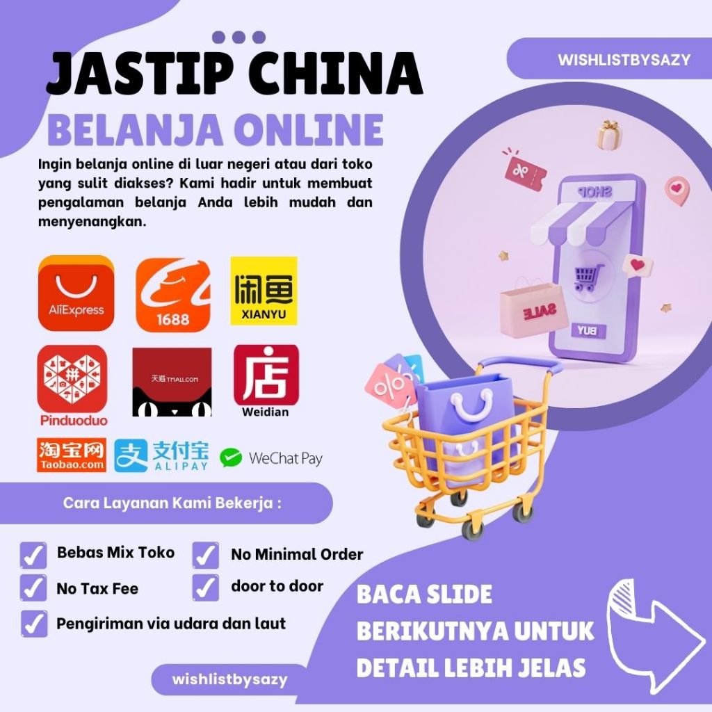 Jastip china, Alipay, 1688, Taobao, Pinduoduo, weidian, xianyu