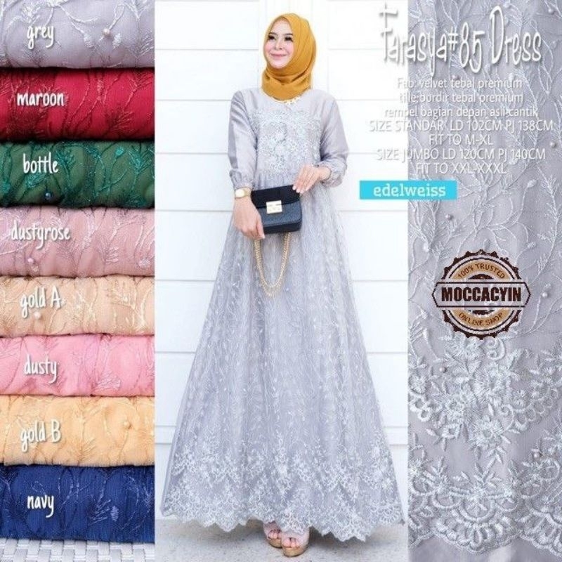 Farasya Dress Brokat Tile Baju Kondangan Muslim Busui