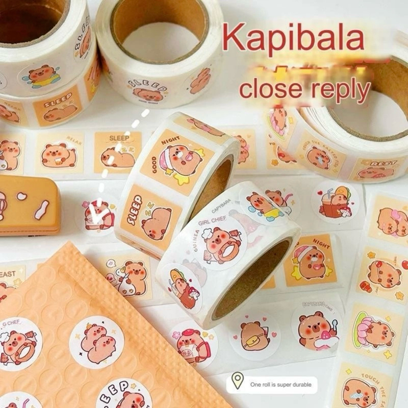 

Capybara sealing sticker roll set lucu sticker journal diy scrapbook untuk label segel paket