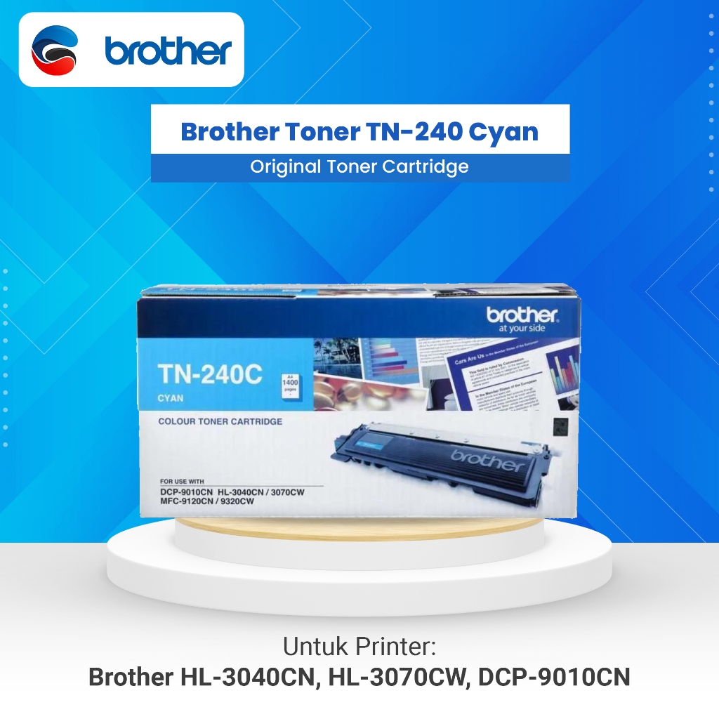 BROTHER Toner Laserjet TN240C Cyan Biru TN240 TN 240 Original HL 3040CN HL 3070CW DCP 9010CN MFC 912
