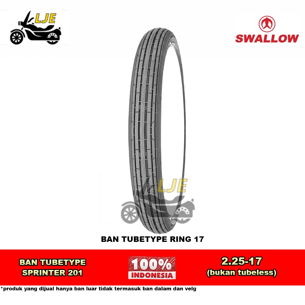 Swallow Ban Motor Sprinter ukuran 2.25-17 (ring 17) Tubetype (bukan tubeless) - Ban Baru Motor Class