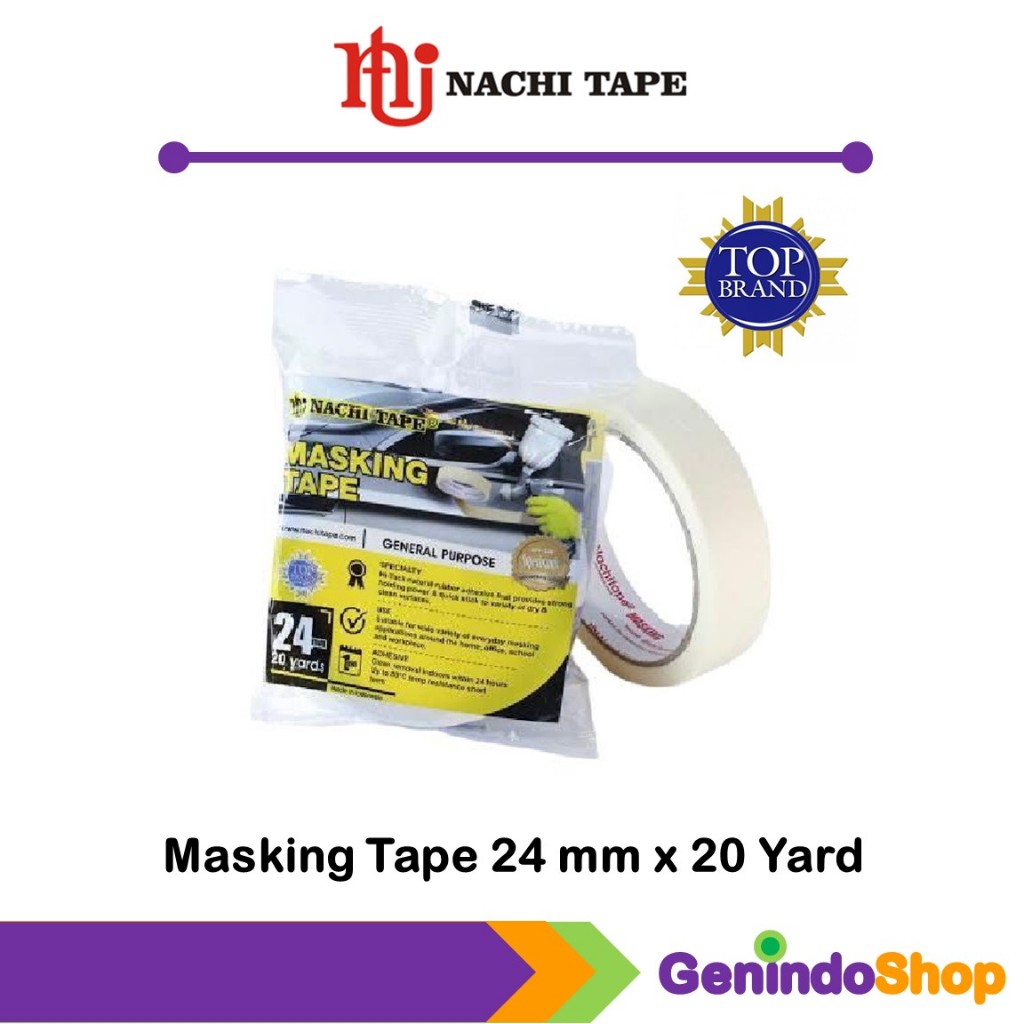 

Lakban Kertas / Masking Tape Nachi 24 mm x 20 Yard Nachi