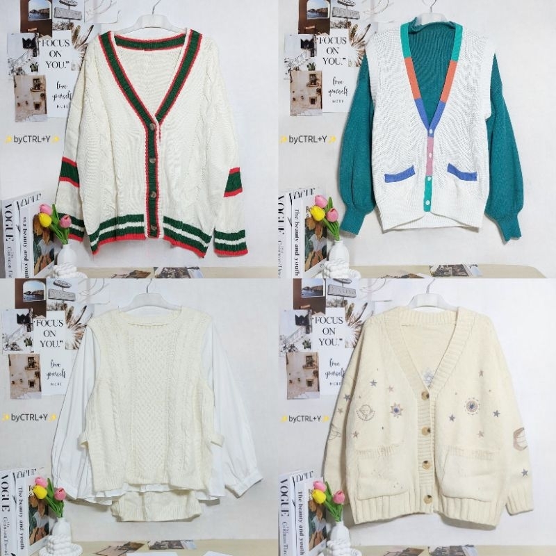 [PRELOVED] PART.1 WHITE CREAM BW CARDIGAN/SWEATER RAJUT PUTIH KREM BW VEST 2IN1 KEPANG TANGAN BALON 