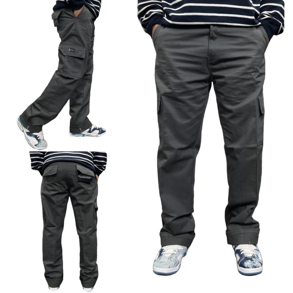 Long Cargo Pants - Celana Cargo Panjang Loose Baggy Pants - Dark Grey