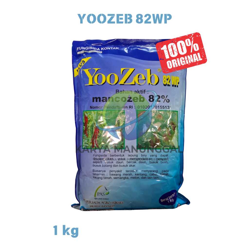 Fungisida YooZeb 82WP 1kg Biru/Bahan Aktif Mankozeb Biru